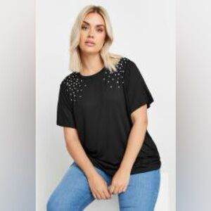 Studio Charcoal Embellished Short Sleeve Top
